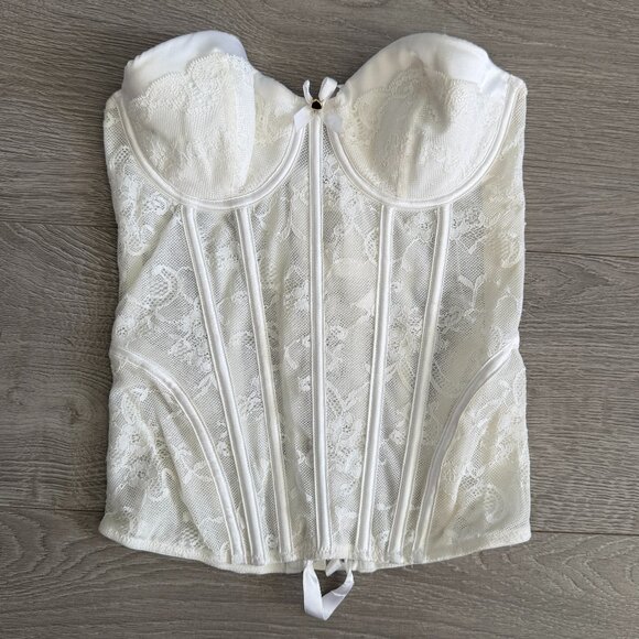 Victoria's Secret Other - Victoria’s Secret I Do Ivory Lace Bridal Bustier Corset 34B Lace Up Back Straple
